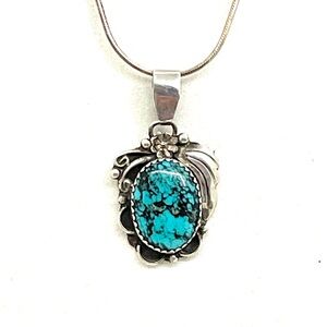 Sterling Turquoise Squash Blossom Design Necklace